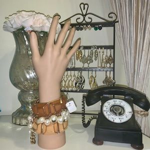 Nude, Brown and Pearl Bracelet Trio Set Combo.